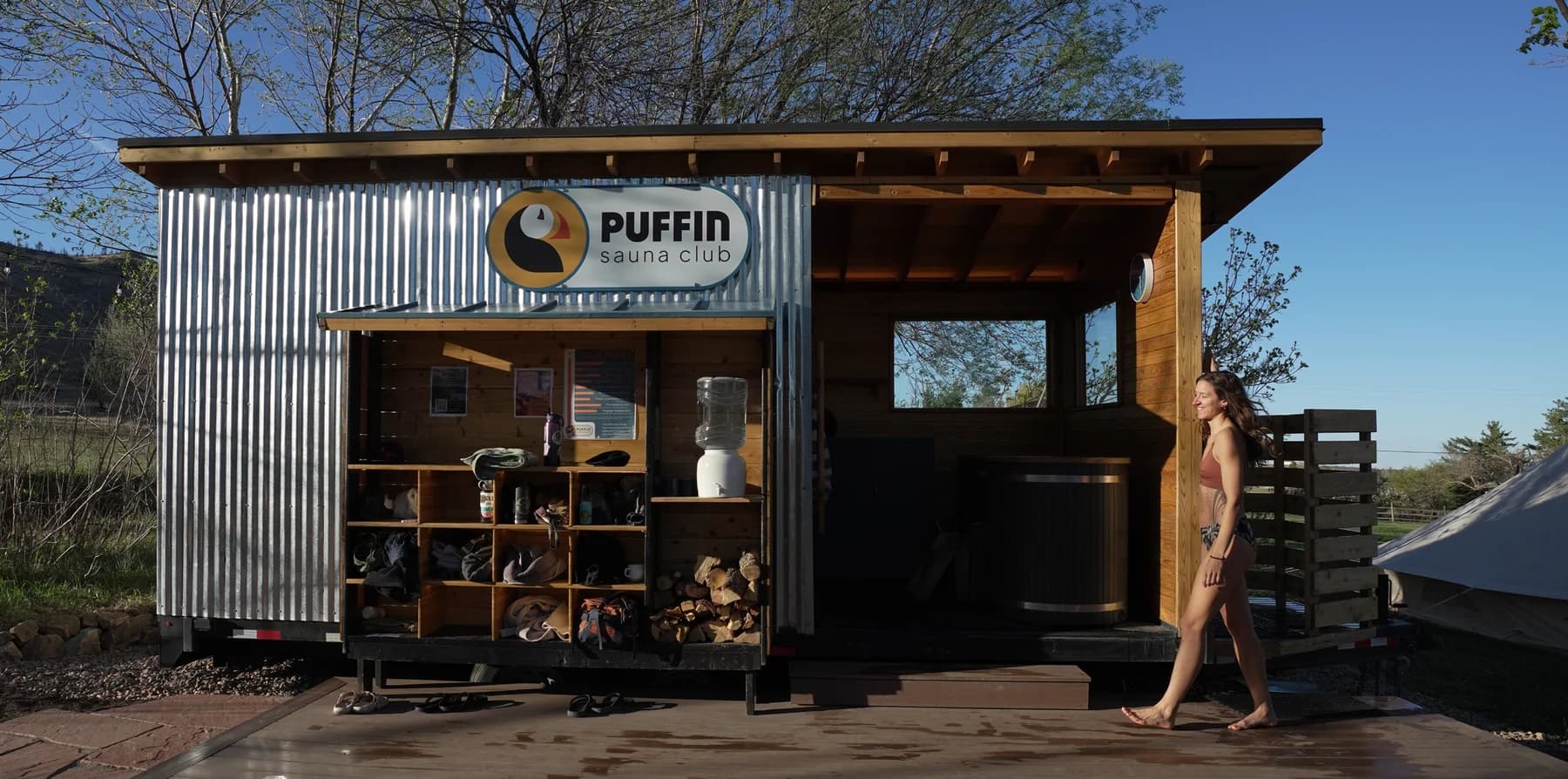 Wood-fired sauna at Puffin Sauna Club